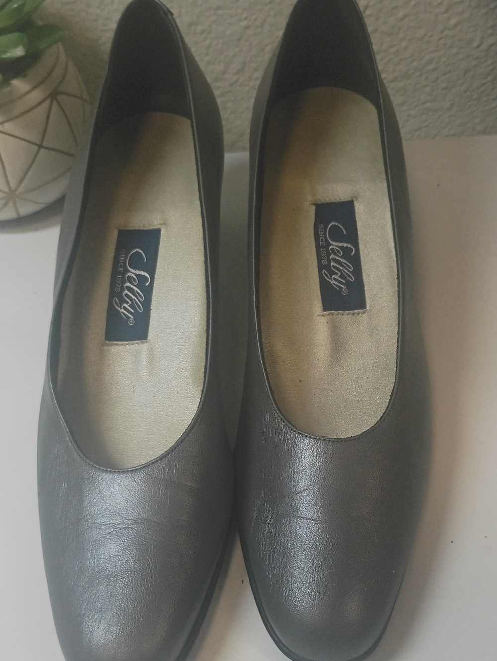 Women's Charcoal Leather Slip-On Flats
